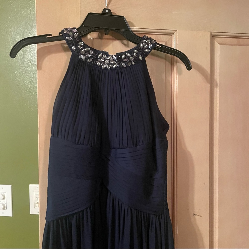 navy blue formal gown with jewels alex evenings
